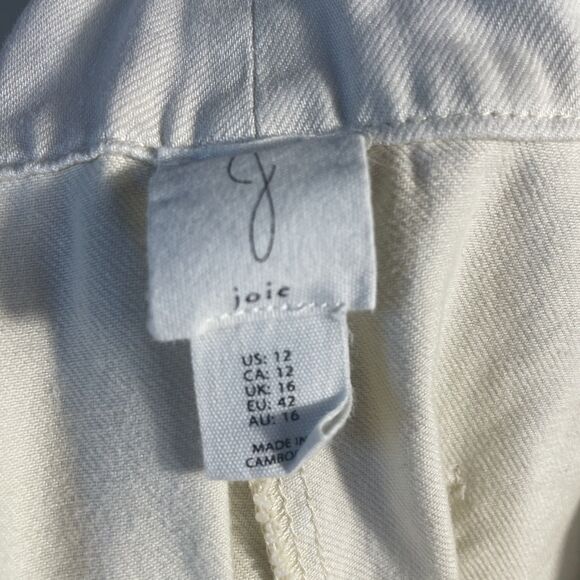 JOIE Linen Blend Wide Leg Culotte Pants Beige Sz 12 Summer Cool - Picture 8 of 8